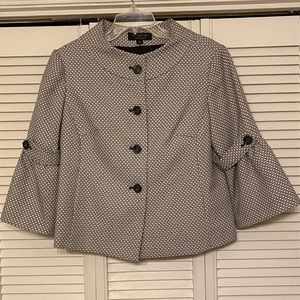 Signature 3/4 sleeve jacket, black & white, size 8